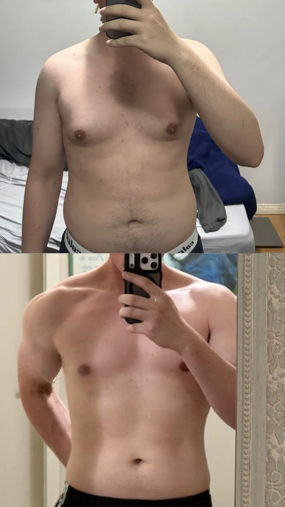 Duas fotos de evolução de @aleschneiderr